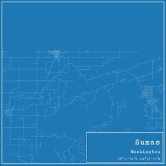 Blueprint US city map of Sumas, Washington.