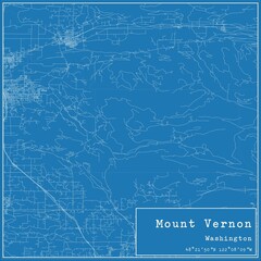 Blueprint US city map of Mount Vernon, Washington.