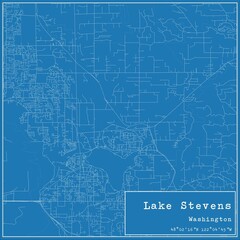 Blueprint US city map of Lake Stevens, Washington.