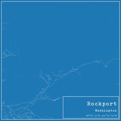 Blueprint US city map of Rockport, Washington.
