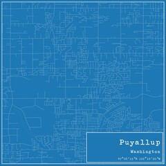 Blueprint US city map of Puyallup, Washington.