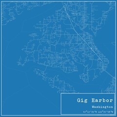 Blueprint US city map of Gig Harbor, Washington.