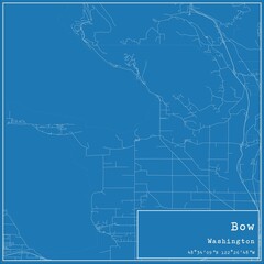Blueprint US city map of Bow, Washington.
