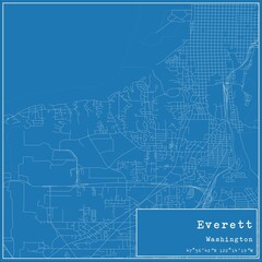 Obraz premium Blueprint US city map of Everett, Washington.
