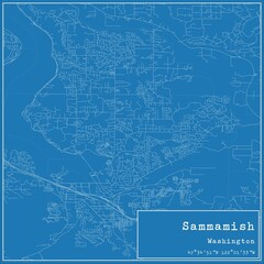 Blueprint US city map of Sammamish, Washington.