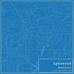Blueprint US city map of Lynnwood, Washington.