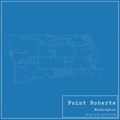 Blueprint US city map of Point Roberts, Washington.