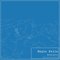Blueprint US city map of Maple Falls, Washington.