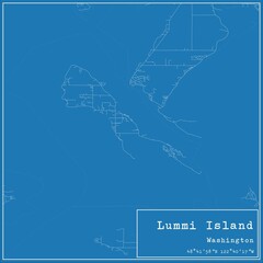 Blueprint US city map of Lummi Island, Washington.