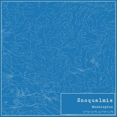 Blueprint US city map of Snoqualmie, Washington.