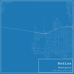 Blueprint US city map of Medina, Washington.