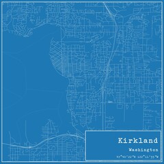 Blueprint US city map of Kirkland, Washington.