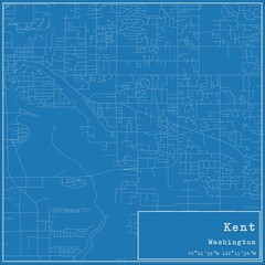 Blueprint US city map of Kent, Washington.