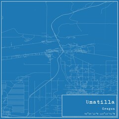 Blueprint US city map of Umatilla, Oregon.