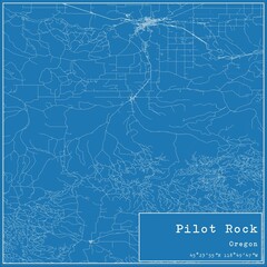 Blueprint US city map of Pilot Rock, Oregon.