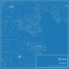 Blueprint US city map of Cove, Oregon.