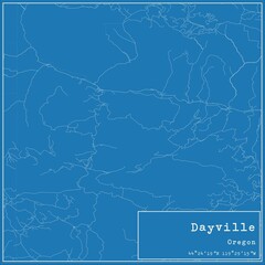 Obraz premium Blueprint US city map of Dayville, Oregon.