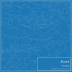 Blueprint US city map of Post, Oregon.