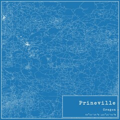 Blueprint US city map of Prineville, Oregon.