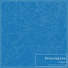 Blueprint US city map of Frenchglen, Oregon.