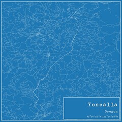 Blueprint US city map of Yoncalla, Oregon.