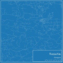 Blueprint US city map of Veneta, Oregon.