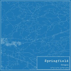 Blueprint US city map of Springfield, Oregon.