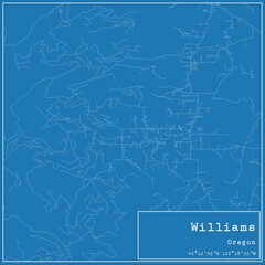 Blueprint US city map of Williams, Oregon.