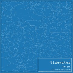 Blueprint US city map of Tidewater, Oregon.