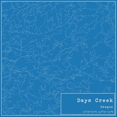Blueprint US city map of Days Creek, Oregon.