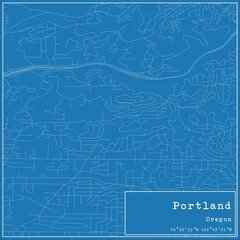 Blueprint US city map of Portland, Oregon.