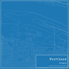 Blueprint US city map of Portland, Oregon.