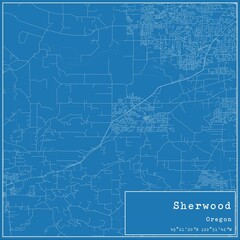 Blueprint US city map of Sherwood, Oregon.