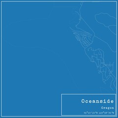 Blueprint US city map of Oceanside, Oregon.