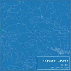 Blueprint US city map of Forest Grove, Oregon.