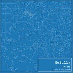 Blueprint US city map of Molalla, Oregon.