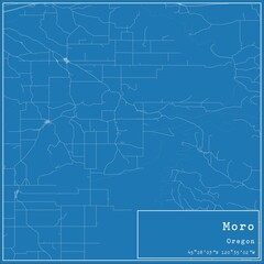 Fototapeta premium Blueprint US city map of Moro, Oregon.