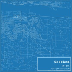 Blueprint US city map of Gresham, Oregon.