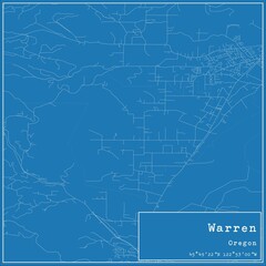 Blueprint US city map of Warren, Oregon.