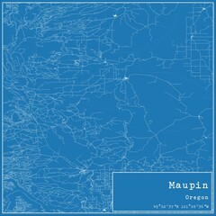 Blueprint US city map of Maupin, Oregon.