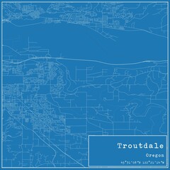 Blueprint US city map of Troutdale, Oregon.