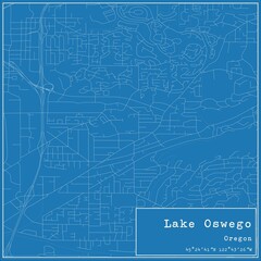 Fototapeta premium Blueprint US city map of Lake Oswego, Oregon.
