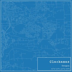 Blueprint US city map of Clackamas, Oregon.