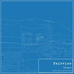 Blueprint US city map of Fairview, Oregon.