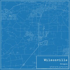 Blueprint US city map of Wilsonville, Oregon.
