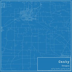 Blueprint US city map of Canby, Oregon.