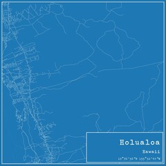 Blueprint US city map of Holualoa, Hawaii.