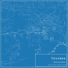 Blueprint US city map of Truckee, California.