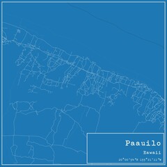 Fototapeta premium Blueprint US city map of Paauilo, Hawaii.