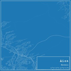 Blueprint US city map of Aiea, Hawaii.